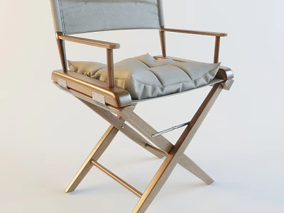 Comfortable Foldable Leisure Chair with Wooden Frame Light Gray Cushion and Armrests 3d model