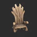 Unique Handcrafted Wooden Chair With Natural Log Texture And Sculpted Design