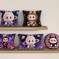 Cartoon Character Throw Pillows With Starry Sky Planets And Various Designs 3d model