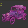 Vintage Blue Convertible Car With White Top Classic Design And Old Fashioned Wheels