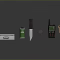 Essential Medical Devices Including First Aid Kit Disinfectant Bottle Scalpel Flashlight And Walkie Talkie