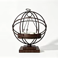 Unique Spherical Table Lamp with Iron Frame Wooden Base and Modern Design