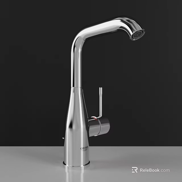 Modern Chrome Faucet With Curved Spout Single Handle Sleek Design 3d model 