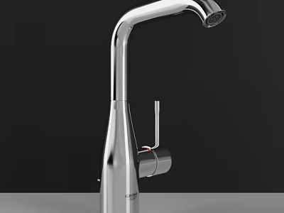 Modern Chrome Faucet With Curved Spout Single Handle Sleek Design 3d model