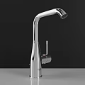 Modern Chrome Faucet With Curved Spout Single Handle Sleek Design
