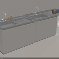 Functional Laundry And Kitchen Sink Area With Double Sinks Faucets Cabinets And Dryer