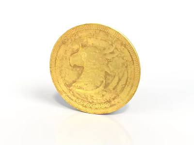 Household Gold Coin With Eagle Design Decorative Edge And White Background 3d model