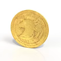 Household Gold Coin With Eagle Design Decorative Edge And White Background