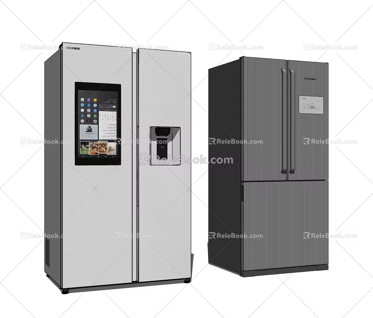 Modern refrigerator combination 3d model