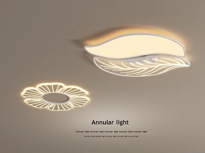 Modern Annular Ceiling Light With Leaf Shaped Decorative Design For Interior Decoration 3d model