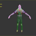 Futuristic Sci-Fi Character With Blue Glowing Head And Mechanical Armor Design 3d model