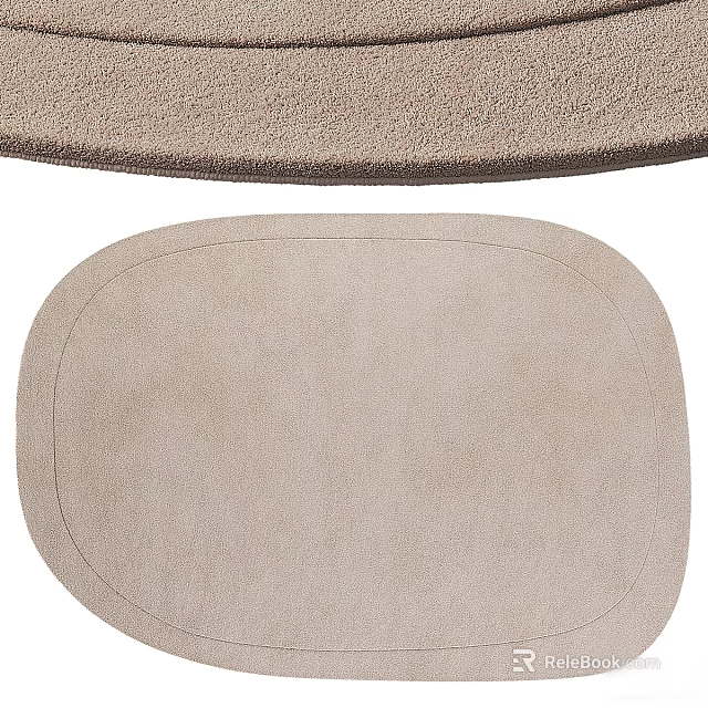 Light Beige Square Carpet With Soft Plush Texture And Stitched Edge Detail For Living Room Decor 3d model 