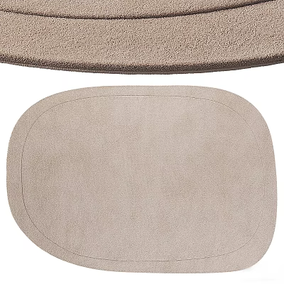 Light Beige Square Carpet With Soft Plush Texture And Stitched Edge Detail For Living Room Decor 3d model
