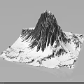 Snow Covered Mountain Terrain With Rocky Texture And Square Base