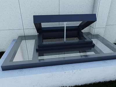 Detached Villa Exterior With Open Glass Skylight White Walls And Grass 3d model