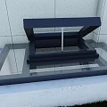 Detached Villa Exterior With Open Glass Skylight White Walls And Grass