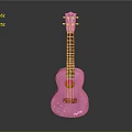 Pink Sparkling Ukulele Musical Instrument with Painted Design and Glossy Finish