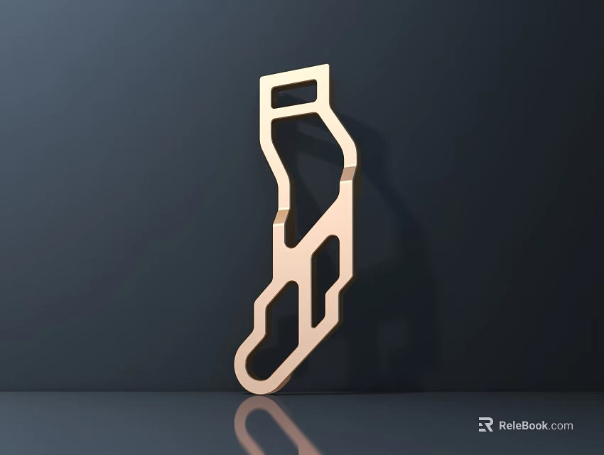 Modern Commercial Equipment With Metallic Geometric Structure And Gold Finish 3d model 