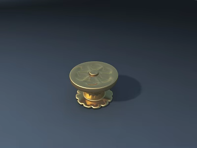 Golden Decorative Round Door Knob With Flower Pattern And Base Design For Home Decor 3d model