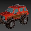 Red Off Road Vehicle with Large Tires and Roof Rack Stylish Exterior Design
