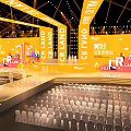 Large Event Stage With CR LAND Branding And Auditorium Seating