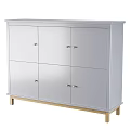 Modern White Dresser With Six Doors Golden Handles And Golden Legs