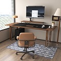 Modern medieval desk and chair computer desk lamp sound 3d model