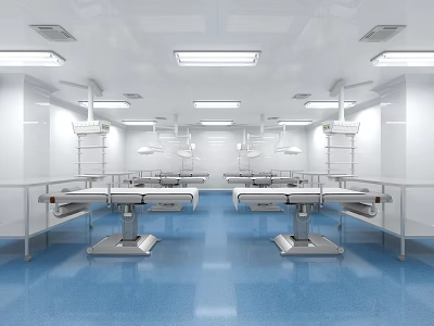 Modern Hospital Outpatient Clinic Interior With Medical Beds And Sterile Environment 3d model