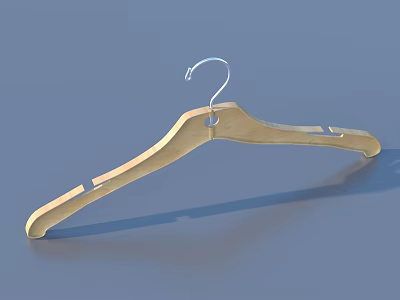 Practical Wooden Hanger with Metal Hook as Essential Household Item for Daily Life 3d model
