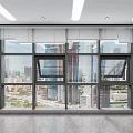 Spacious Modern Interior With Large Glass Windows City View Sleek Floor White Ceiling Lights