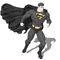Powerful Game Movie Character in Black Costume with S Symbol and Dynamic Action Pose