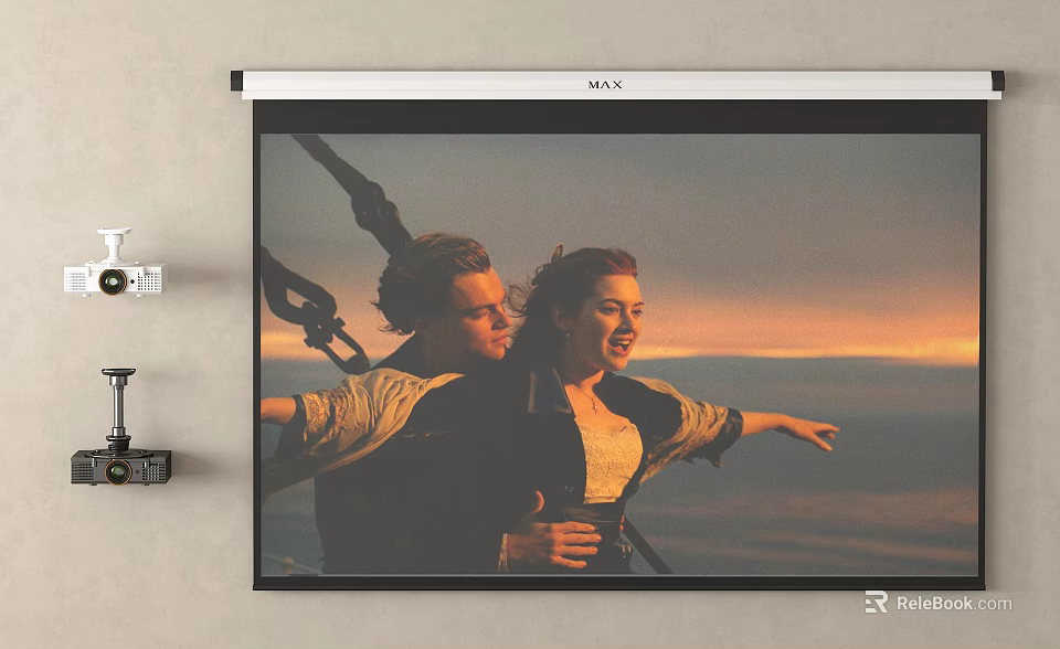Projection Monitoring System With Security Camera And Movie Scene On Projection Screen 3d model 