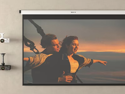 Projection Monitoring System With Security Camera And Movie Scene On Projection Screen 3d model