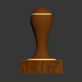 Brown Wooden Stamp With Rectangular Base And Round Top For Daily Household Use 3d model