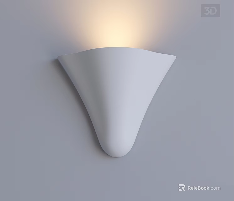 Modern White Curved Wall Sconce with Soft Glow for Indoor Lighting 3d model 