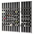 Neatly Arranged Perfumes And Cosmetics Display On Multiple Shelves With Various Bottles And Different Colors