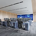 modern monitoring room public office 3d model