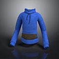 Blue Hooded Sweatshirt With Drawstring And Brown Front Pocket For Daily Use