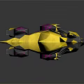 3D Model of Mythical Wolf with Yellow Black Spiky Mane and Purple Accents