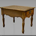 Traditional Wooden Table With Ornate Carved Drawer And Turned Legs Classic Design