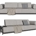 Light Gray Sectional Sofa With Throw Pillow Blanket And Side Table 3d model