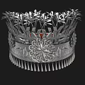 Exquisite Silver Crown Jewelry With Intricate Leaf And Floral Decorations And Tassels