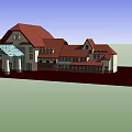 Classic Detached Villa With Red Roof Tower And Spacious Exterior Design