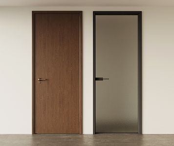 Middle-style single-door glass door 3d model