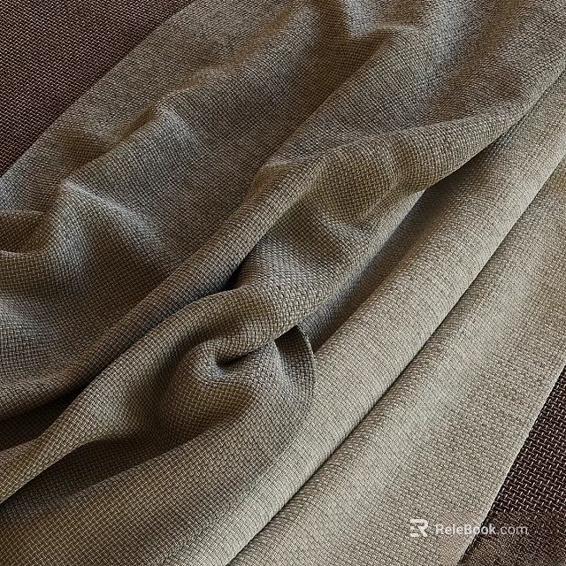 Soft Beige Textured Fabric With Wrinkled Drape For Home Upholstery Use 3d model 