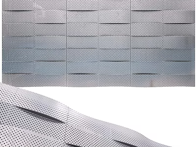 Modern Perforated Metal Wall Panel With Geometric Pattern And Silver Texture 3d model