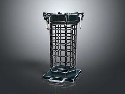 Metal Grid Design Household Storage Container With Square Base And Top Handles 3d model