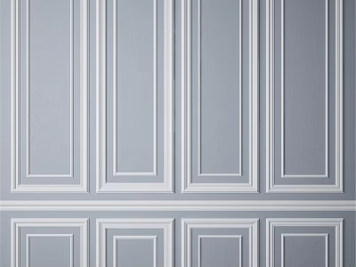 Gray Wainscoting With White Trim And Rectangular Panels For Interior Wall Decor 3d model