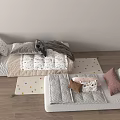 Cozy Modern Children's Bed Design With Soft Quilt Pillows And Beige Gray Rug