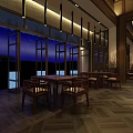 Elegant Banquet Hall Interior Design With Wooden Tables Chairs And Warm Lighting